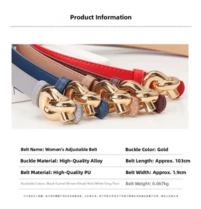 Detailed size parameters and golden alloy knot buckle design of the PU leather belt