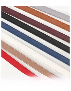 Detailed macro view of high-quality PU leather waist belts in multiple vibrant colors