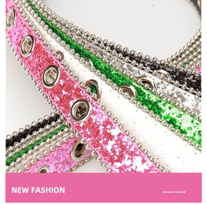 Détails de ceintures Y2K scintillantes avec strass et œillets métalliques argentés