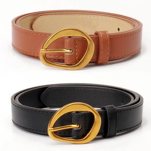 Ceinture Retro Usée pour Femmes Boucle à Ardillon Irrégulière en Alliage Cuir Synthétique Unie pour Jeans