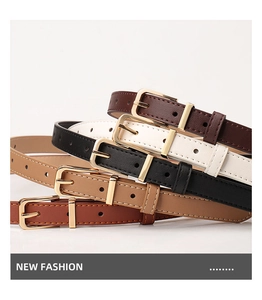 Detailed collection of slim minimalist leather belts for women in five assorted colors