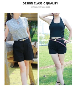 Fashionable slim leather belts for women with knot gold buckle in grey and burgundy colors
