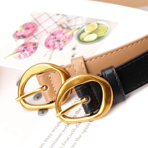 Ceintures vintage pour femmes avec boucles dorées irrégulières en couleurs kaki et noir