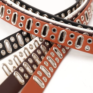 Cinture punk in pelle con occhielli metallici cavi in vari colori alla moda per donna