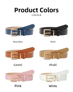 Ceintures femme à boucle en alliage en marine, noir, camel, kaki, rose et blanc