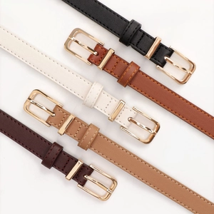 Women Fashion Skinny Faux Leather Belt Minimalist Alloy Pin Buckle Waist Strap For Jeans Dress Commuter Casual Accessories