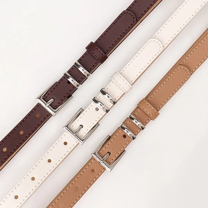 Three-piece minimalist women's waist belts with square metal buckles in classic colors