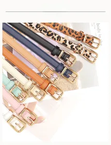 Diverses ceintures fines léopard et colorées avec boucles rectangulaires dorées