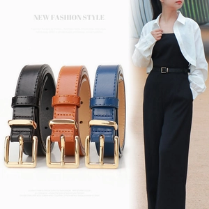 Ceinture Femme en Similicuir à la Mode Avec Boucle à Ardillon en Alliage Doré Ceinture Fine Couleur Unie pour Jeans Robe