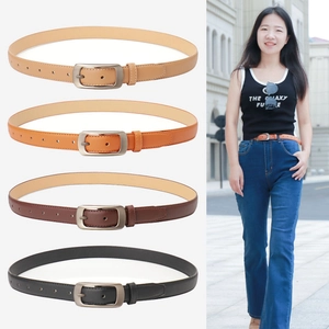Ceinture Fine en Cuir PU pour Femmes Avec Boucle à Ardillon en Alliage Sangle de Taille Unie pour Jeans Décontracté