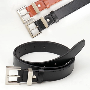 Minimalistisches Ledergürtel-Set in Schwarz und Braun mit silberner Rechteckschnalle