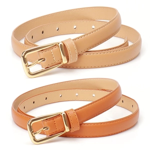 Ceintures à motif léopard avec boucle en alliage de couleurs beige clair et cognac