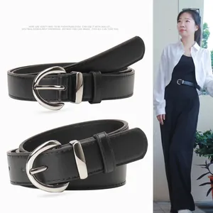 Women Minimalist Artificial Leather Belt With Alloy Pin Buckle Fashion Versatile Retro Thin Waistband For Jeans Dress Lady Accessory