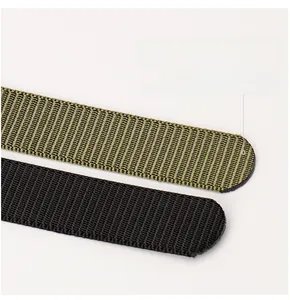 Detailed view of heavy duty nylon tactical belt with heat-sealed rounded end for durability