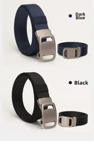 Detailed macro view of heavy-duty nylon webbing texture and matte metal automatic buckle