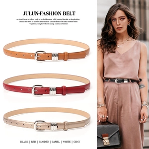 Dames Dunne Kunstleren Riem Met Legering Gespsluiting Minimalistisch Effen Kleur Jurk Tailleband Voor Jeans Jurken Dames Sieraden