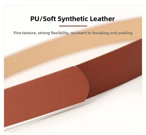 Detail of soft brown PU leather belt showing fine texture and flexible material quality