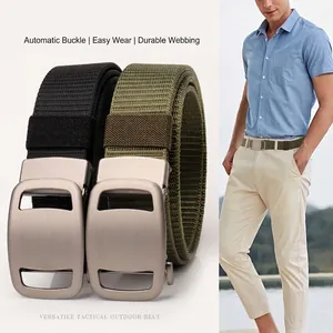 Men's Tactical Nylon Belt With Alloy Automatic Buckle Thickened Outdoor Military Training Waist Belt Unisex Casual Webbing Strap