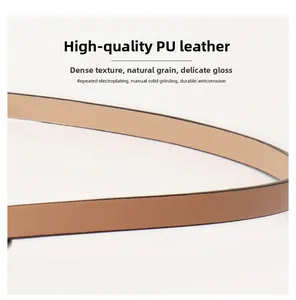 Detailed close-up showing the smooth texture and durable edges of the light brown PU leather belt