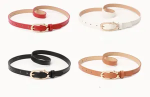 Détails des ceintures élégantes en cuir PU en couleurs rouge, blanc, noir et camel