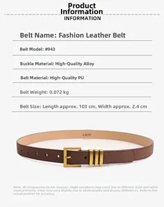 Graphique détaillé de la ceinture en PU suédé marron foncé et boucle en alliage doré