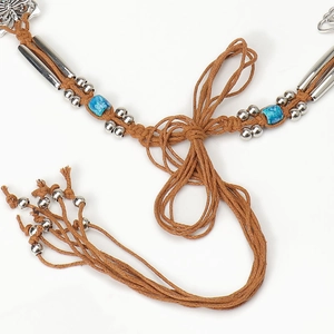Chaîne de taille bohème en corde avec papillons métalliques et perles turquoise