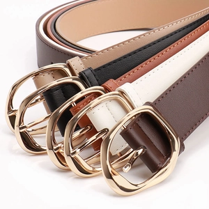 Women's wide PU leather belt with oval gold metal buckle in multiple stylish colors