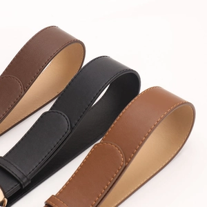 Classic minimalist 3.8cm leather belts for women in black, dark brown and camel tan colors