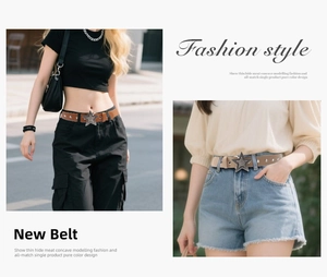 Detail of vintage star buckle belts on dark and light outfits for a punk fashion look