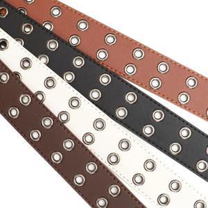 Hip hop punk style double prong belt in multiple colors with metallic silver grommets