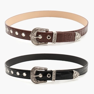 Set de cinturones vintage estilo western con relieve de cocodrilo y hebillas talladas