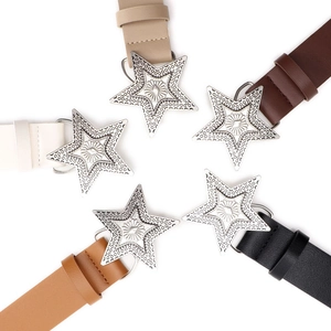 Western punk leather belts with large star-shaped buckles in five vintage colors