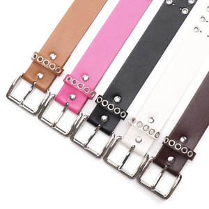 Punk style faux leather belts with silver grommets in five colors for men and women