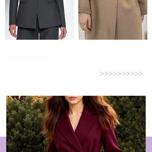 Collage de cinturones para mujer en blazer gris, abrigo camel y chaqueta granate