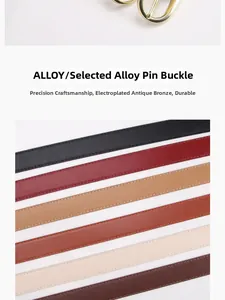 Close-up of gold alloy buckle and assorted colorful leather belts for minimalist styling