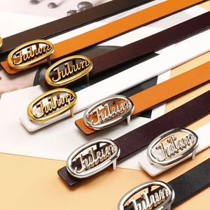 Elegant genuine leather belt for women with metal Julun logo buckle in four stylish colors