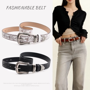 Ceinture Femme Vintage Gaufrée Papillon Avec Boucle en Alliage Gravée Style Ethnique Occidental Y2K en Similicuir pour Jeans