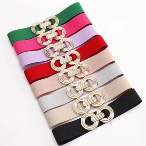 Cinturones elásticos para mujer con hebillas doradas de doble anillo, varios colores