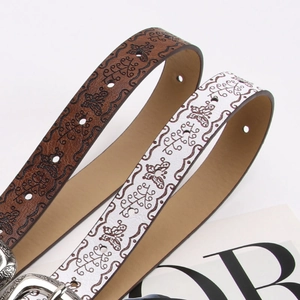 Ceintures Y2K pour femmes avec gaufrage papillon et boucles argentées ciselées