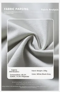 Detail of white 200g knit fabric made of 68.2% cotton and 31.8% polyester