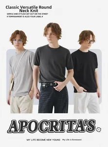 Tre t-shirt in maglia da uomo in grigio, antracite e nero con girocollo e vestibilità slim