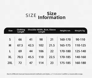 Tabella taglie per maglietta in maglia da uomo con misure dalla S alla 2XL