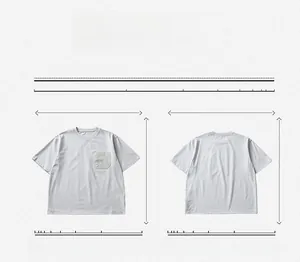 Front and back view of a white minimalist crew neck T-shirt with a square chest pocket