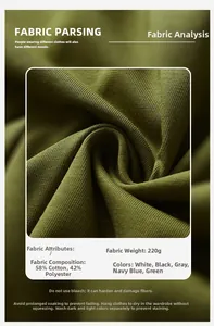 Detail of 220g olive green knit fabric made of 58% cotton and 42% polyester