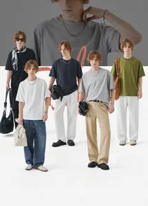 Detailed look at five classic crew neck solid color t-shirts with various casual styling options