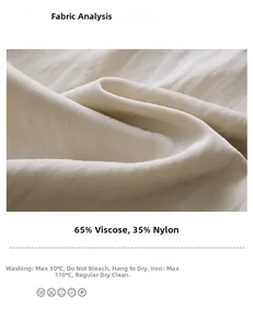 Detailed macro view of beige twill fabric made from 65% Rayon and 35% Nylon material