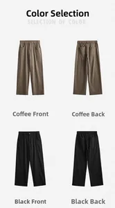 Vista dettagliata dei pantaloni a gamba dritta in marrone e nero con elastico in vita