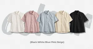 Camicie da uomo a maniche corte in cinque colori con tasca e colletto a rever