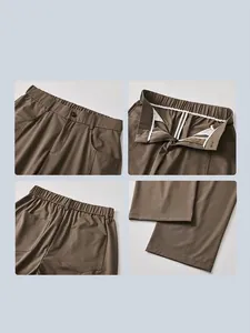 Pantaloni casual premium da uomo taglio dritto color kaki con dettagli elastici in vita