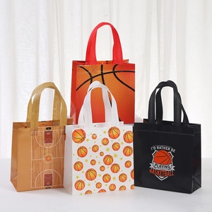 Sac Cabas en Tissu Non Tissé Laminé Thème Basketball pour Cadeau Anniversaire Imprimé Terrain Sportif Sac à Main Homme